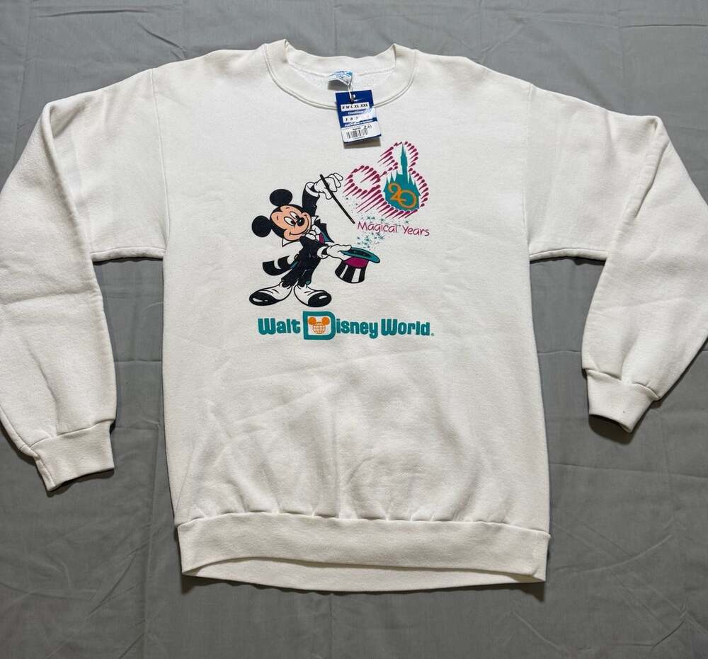 Vintage 1991 Walt Disney World 20 Magical Years Mickey Mouse Crewneck Sweatshirt